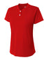 A4 Womens 2-Button Tek Henley (NW3143), Color 'Scarlet'